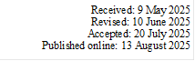 Received: 9 May 2025    
Revised: 10 June 2025    
Accepted: 20 July 2025  
Published online: 13 August 2025     


