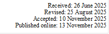Received: 26 June 2025    
Revised: 25 August 2025    
Accepted: 10 November 2025
Published online: 13 November 2025     


